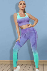 Gradient Sports Tank and Leggings Set - Trendsi