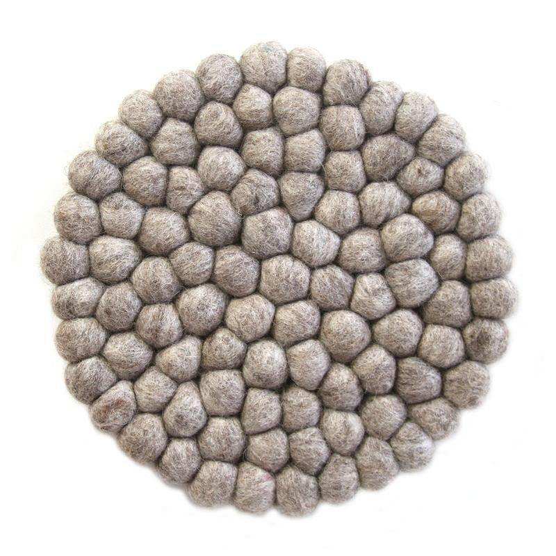 Hand Crafted Felt Ball Coasters from Nepal: 4-pack, Light Grey - Global Groove (T) - Global Groove - Flyclothing LLC