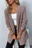 Rib-Knit Open Front Pocketed Cardigan - Trendsi - Flyclothing LLC