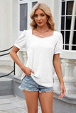 Eyelet Short Sleeve T-Shirt - Trendsi - Flyclothing LLC