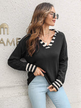 Johnny Collar Drop Shoulder Sweater - Trendsi - Flyclothing LLC