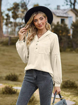 Cable-Knit Dropped Shoulder Hoodie - Trendsi - Flyclothing LLC