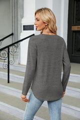 Round Neck Long Sleeve T-Shirt - Trendsi