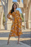 Double Take Full Size Floral Tie Back Flounce Sleeve Dress - Trendsi