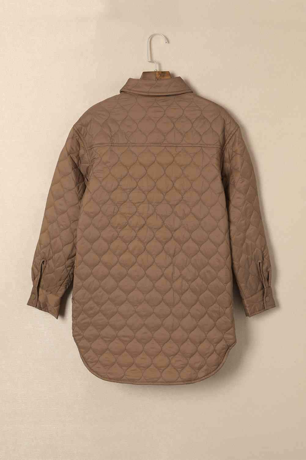 Snap Down Collared Winter Coat - Trendsi - Flyclothing LLC