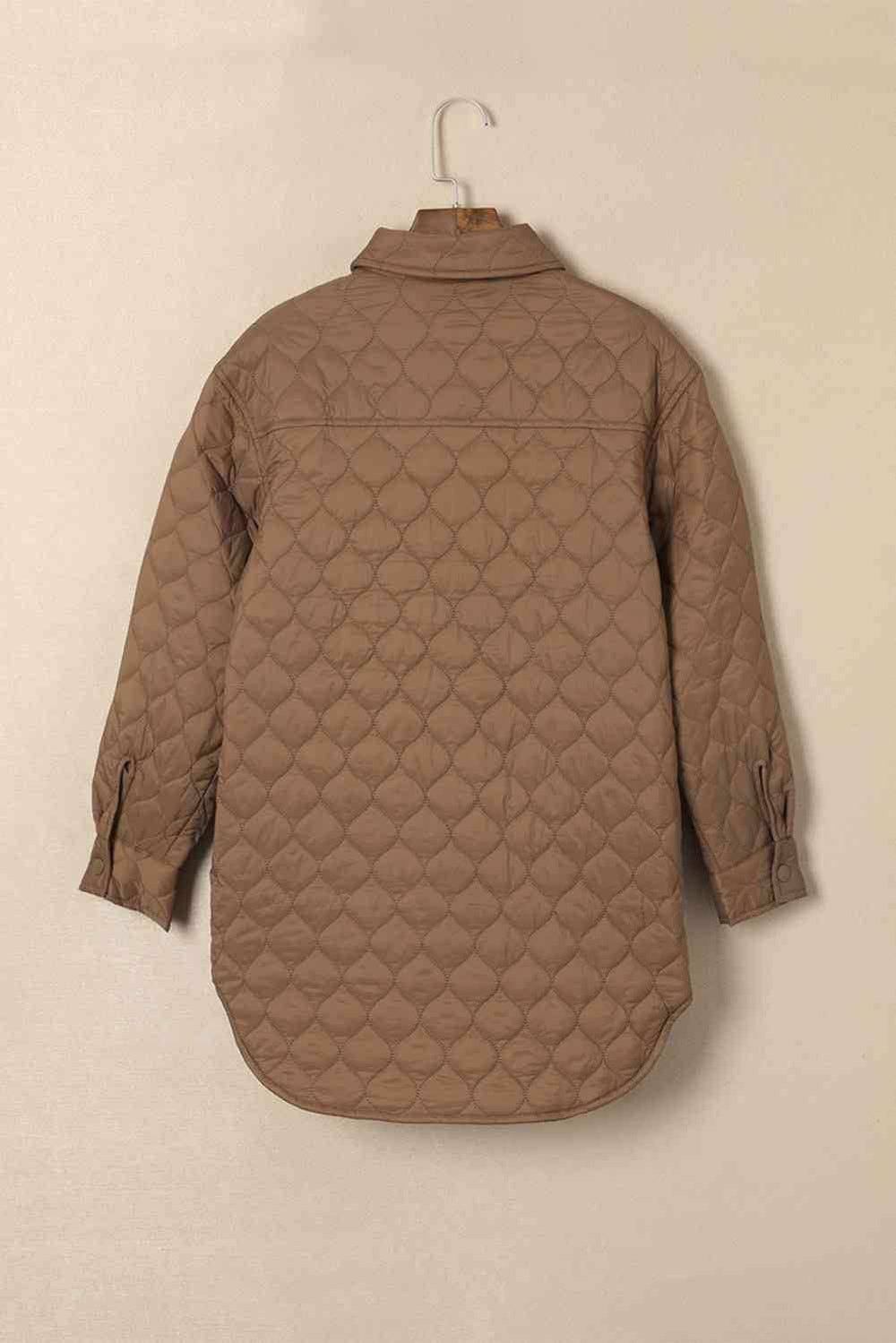 Snap Down Collared Winter Coat - Trendsi - Flyclothing LLC