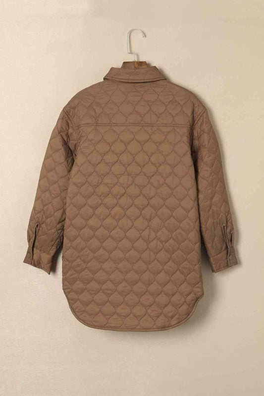 Snap Down Collared Winter Coat - Trendsi - Flyclothing LLC