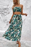 Botanical Print Cami and Tiered Skirt Set - Trendsi