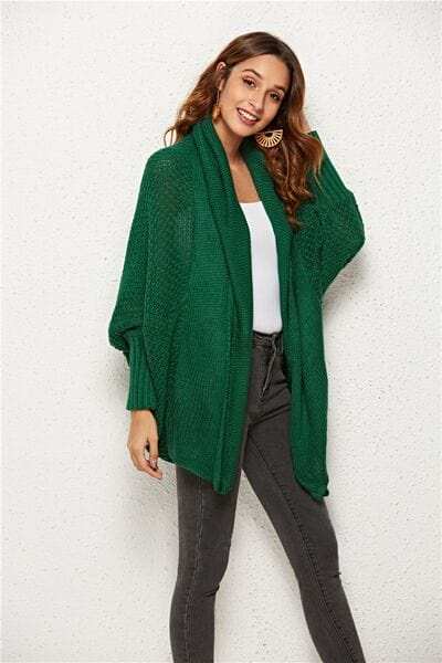 Open Front Batwing Sleeve Cardigan - Trendsi - Flyclothing LLC