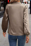 Leopard Tie Neck Long Sleeve Blouse - Trendsi - Flyclothing LLC