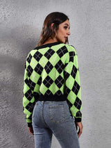 Geometric Button Up Long Sleeve Cardigan - Trendsi - Flyclothing LLC