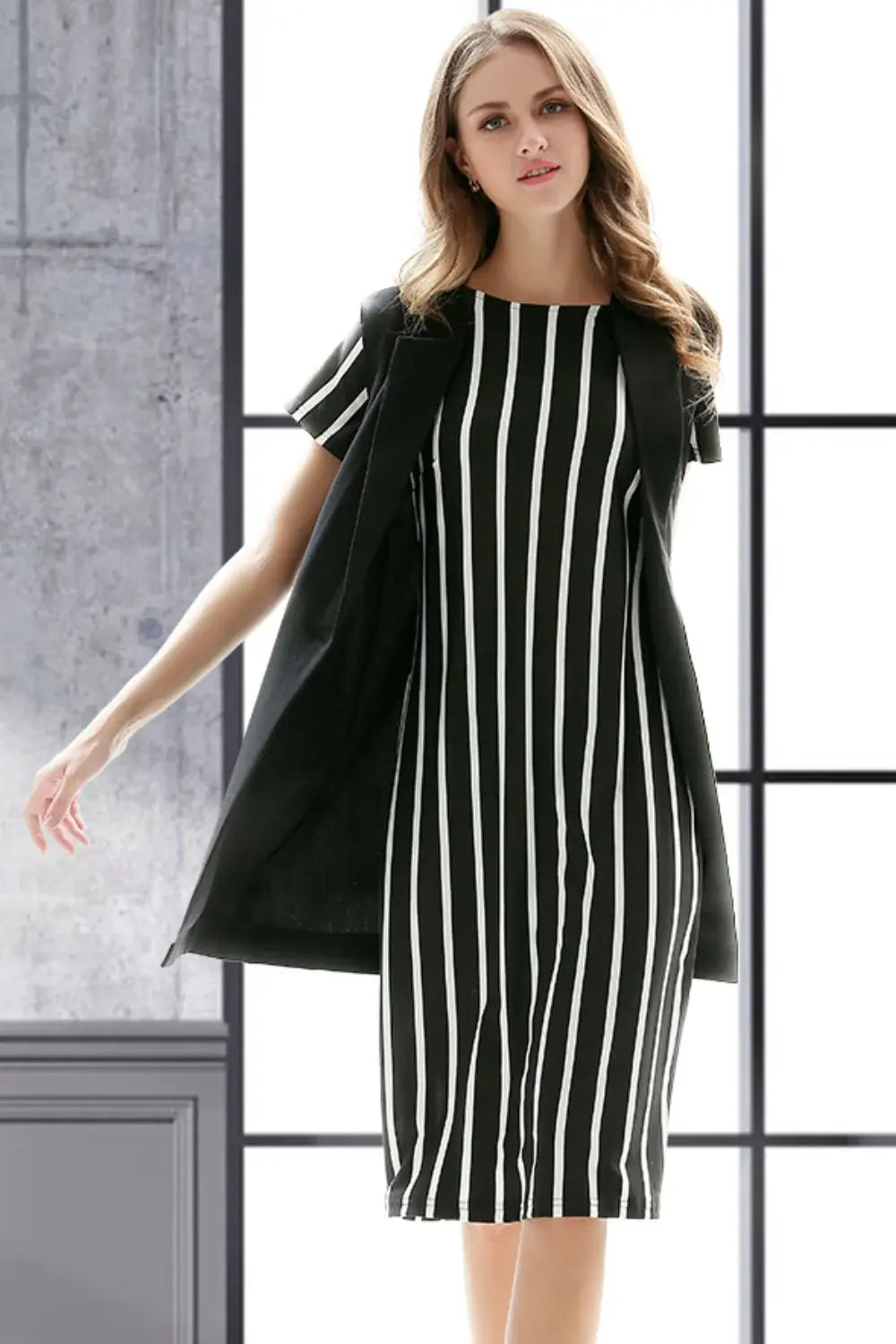 One-Button Sleeveless Longline Blazer - Trendsi - Flyclothing LLC