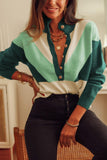 Color Block Buttoned Sweater - Trendsi