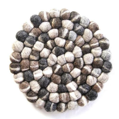 Hand Crafted Felt from Nepal: Trivet, Tie Dye Grey - Global Groove (T) - Global Groove
