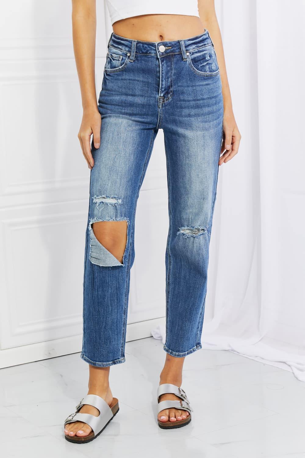 RISEN Full Size Emily High Rise Relaxed Jeans - Trendsi