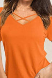 Crisscross Short Sleeve T-Shirt - Trendsi - Flyclothing LLC
