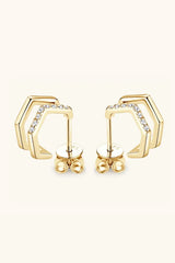 Moissanite 925 Sterling Silver Double-Layered Earrings - Trendsi - Flyclothing LLC