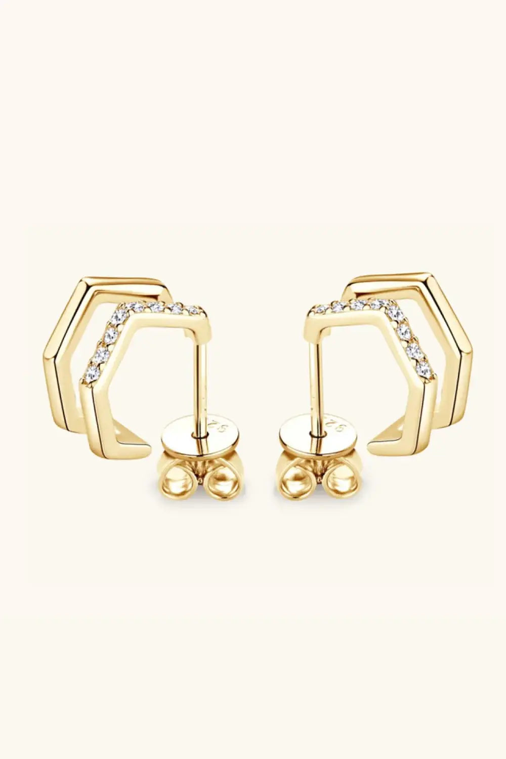 Moissanite 925 Sterling Silver Double-Layered Earrings - Trendsi - Flyclothing LLC