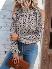 Floral Cold-Shoulder Blouse - Trendsi