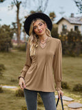 Notched Neck Flounce Sleeve Blouse - Trendsi - Flyclothing LLC