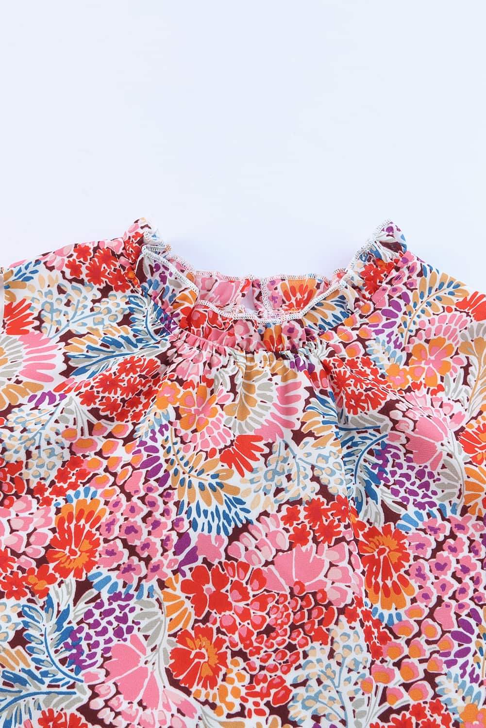 Floral Mock Neck Tank Top - Trendsi - Flyclothing LLC
