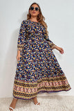 Plus Size Bohemian Round Neck Maxi Dress - Trendsi
