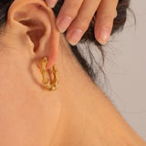 18K Gold-Plated Stainless Steel C-Hoop Earrings - Trendsi