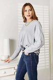 Double Take Seam Detail Round Neck Long Sleeve Top - Trendsi - Flyclothing LLC