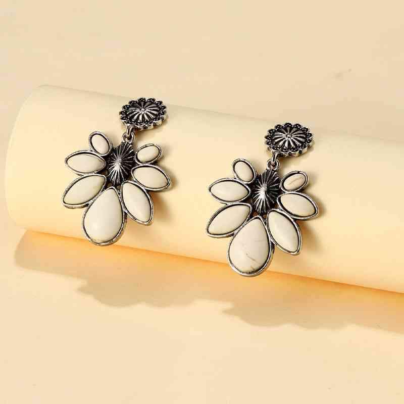Artificial Turquoise Flower Earrings - Trendsi - Flyclothing LLC