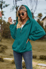Cable-Knit Long Sleeve Hooded Jacket - Trendsi