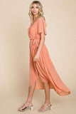 Culture Code Full Size Swiss Dot Tied Slit Short Sleeve Dress - Trendsi