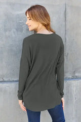 Basic Bae Full Size Round Neck Dropped Shoulder T-Shirt - Trendsi - Flyclothing LLC