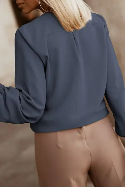 Button Up Round Neck Long Sleeve Shirt - Trendsi - Flyclothing LLC