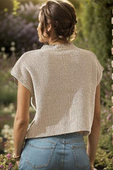 Pocketed V-Neck Cap Sleeve Sweater Vest - Trendsi - Flyclothing LLC