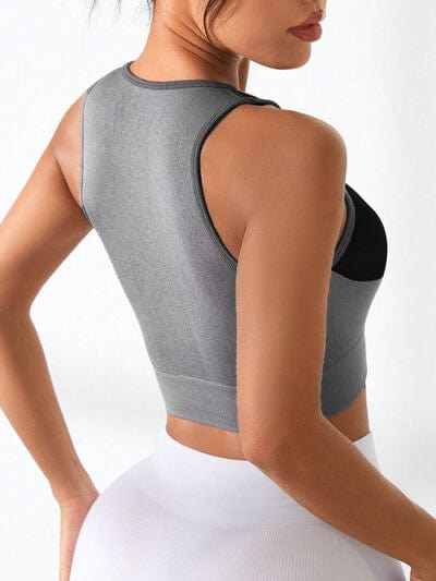Color Block Round Neck Active Tank - Trendsi