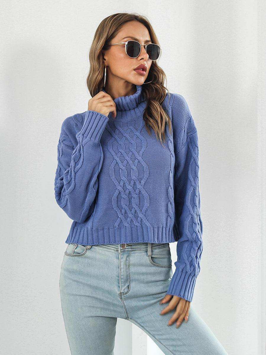 Turtleneck Dropped Shoulder Sweater - Trendsi - Flyclothing LLC