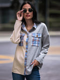 Plaid Contrast Drop Shoulder Shacket - Trendsi