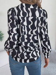 Printed Button Up Long Sleeve Shirt - Trendsi