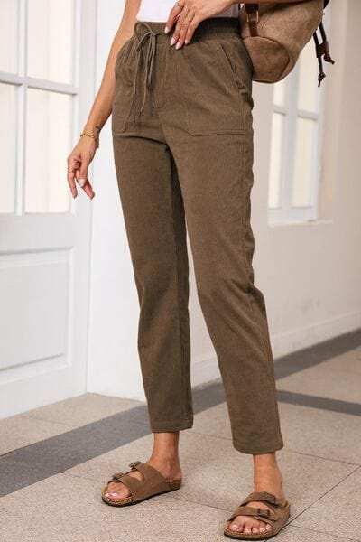 Drawstring Straight Pants with Pockets - Trendsi - Flyclothing LLC