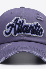 ATLANTIC Graphic Distressed Baseball Cap - Trendsi
