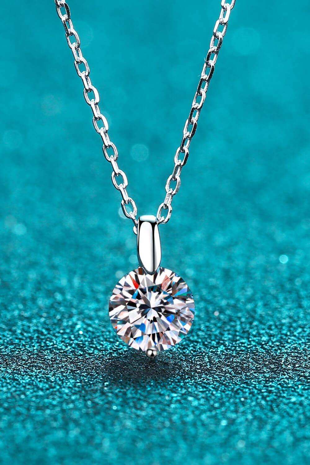 Minimalist 925 Sterling Silver Moissanite Pendant Necklace - Trendsi - Flyclothing LLC
