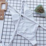 Halter Neck Deep V Tied One-Piece Swimsuit - Trendsi - Flyclothing LLC