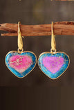 Natural Stone Heart Drop Earrings - Trendsi