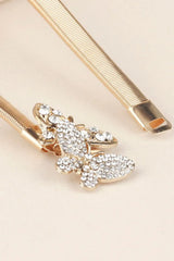 Rhinestone Butterfly Elastic Metal Belt - Trendsi - Flyclothing LLC