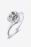 1 Carat Moissanite 925 Sterling Silver Heart Ring - Trendsi