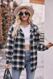 Plaid Dropped Shoulder Hooded Longline Jacket - Trendsi - Flyclothing LLC