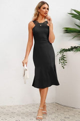 Wide Strap Wrap Fishtail Dress - Flyclothing LLC