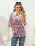 Tie-Dye Half Button Long Sleeve T-Shirt - Trendsi - Flyclothing LLC