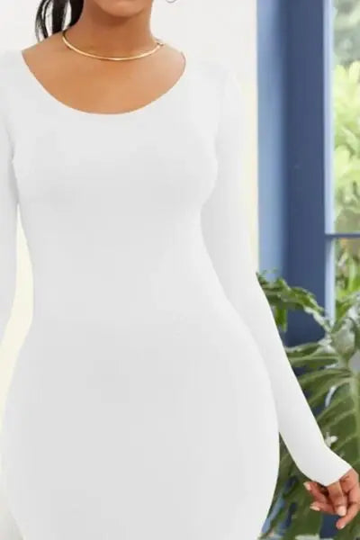 Round Neck Long Sleeve Maxi Wrap Dress - Trendsi - Flyclothing LLC