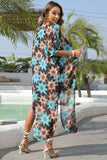 Floral Slit Half Sleeve Cover-Up - Trendsi